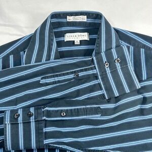 Preppy Classic Mens Tailored Medium Striped Dress Shirt Button Down Cotton Korea